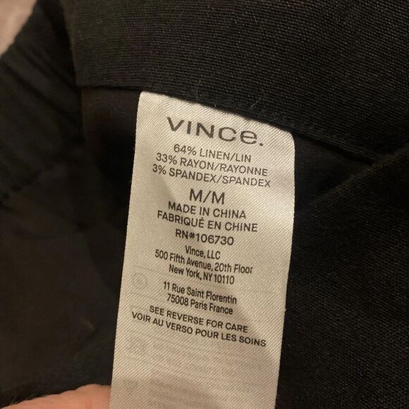VINCE Women's Black Straight Leg Linen Blend Pull-On Pants Size M NEW MSRP $395 - Picture 7 of 7